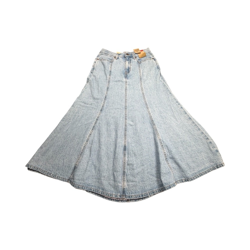 Levis Denim Skirt Womens 27 Light Blue Maxi Flared A8730-0001 High Rise Cotton